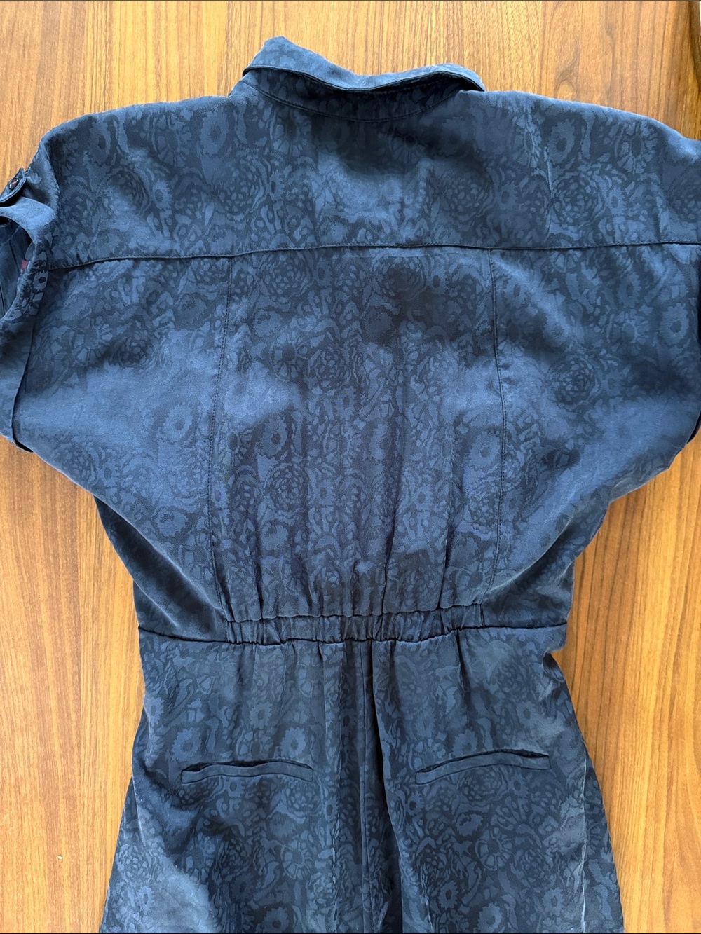 Ett:Twa James by Anthropologie Tie-Waist Button-Front Jumpsuit, Dark Navy Sz 12 - Picture 10 of 15